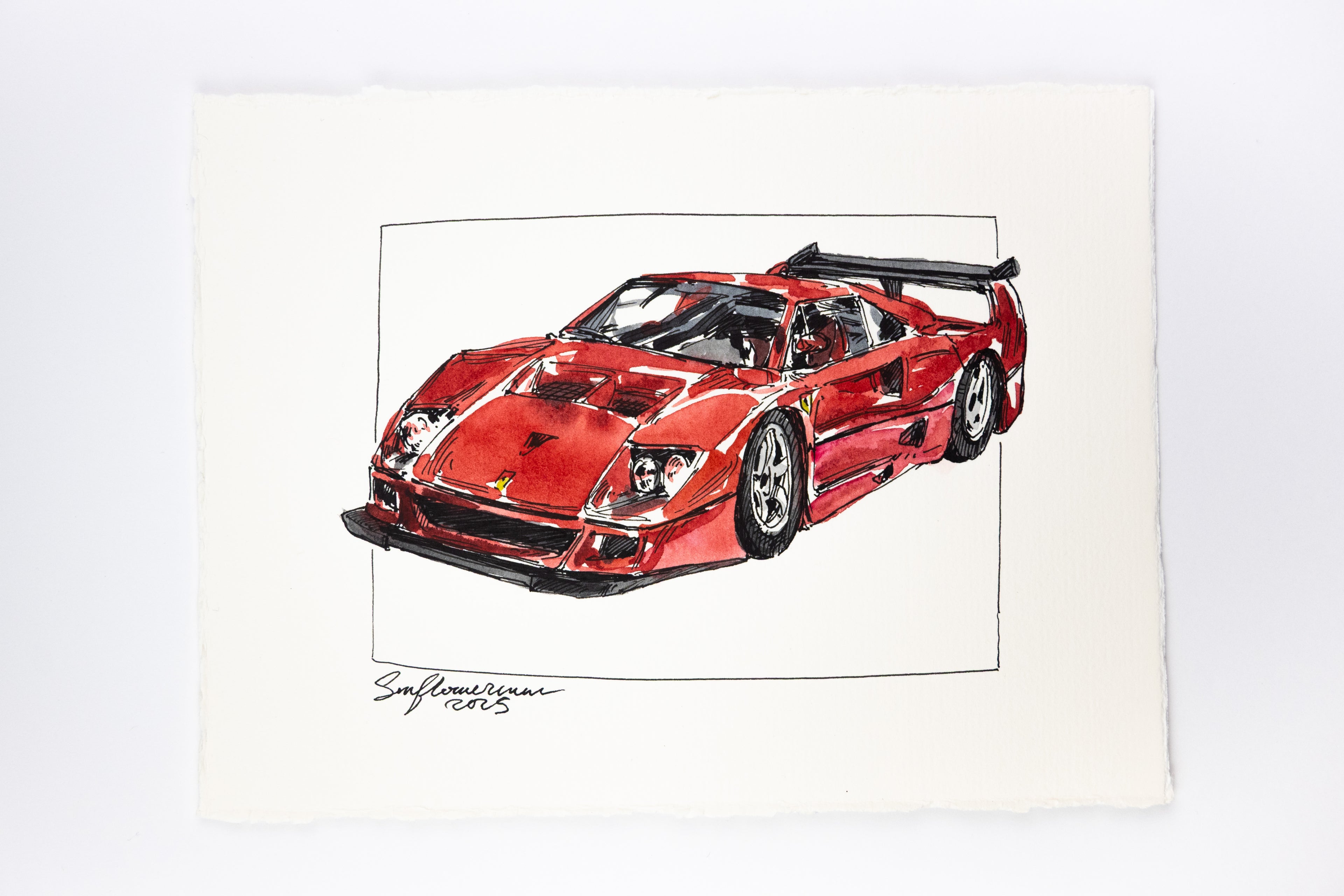 Ferrari F40, 45° Left Red and Black - Original Painting by Sunflowerman