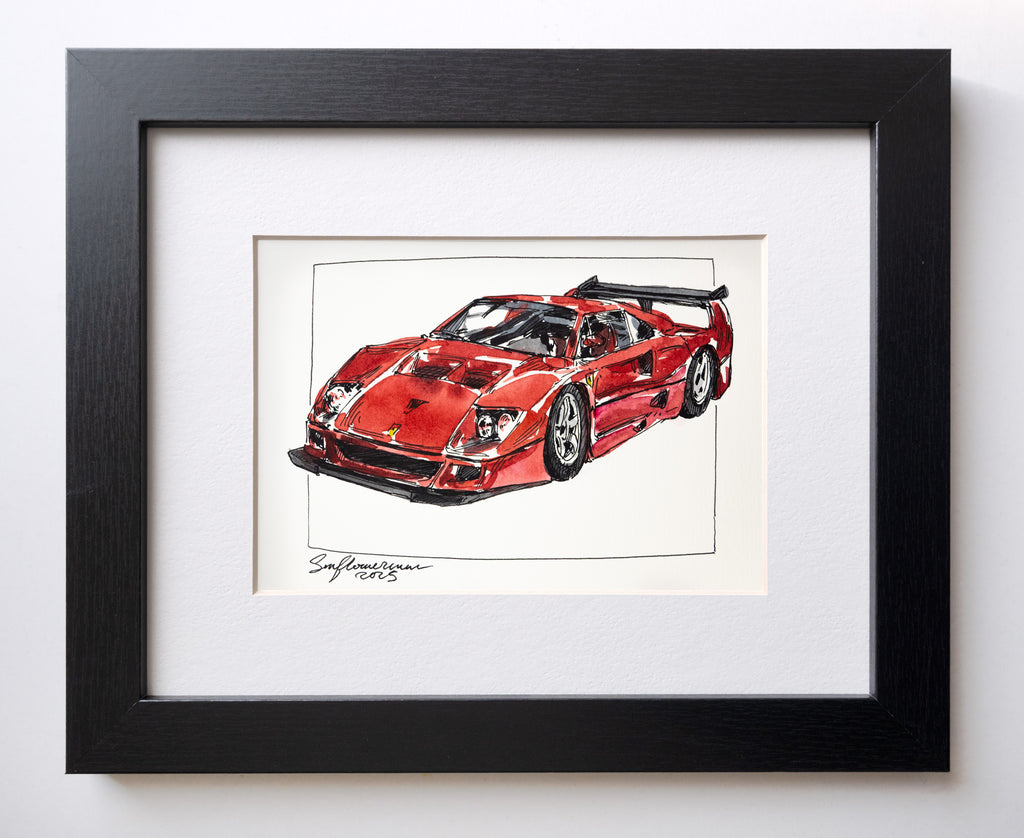 Ferrari F40, 45° Left Red and Black - Original Painting by Sunflowerman