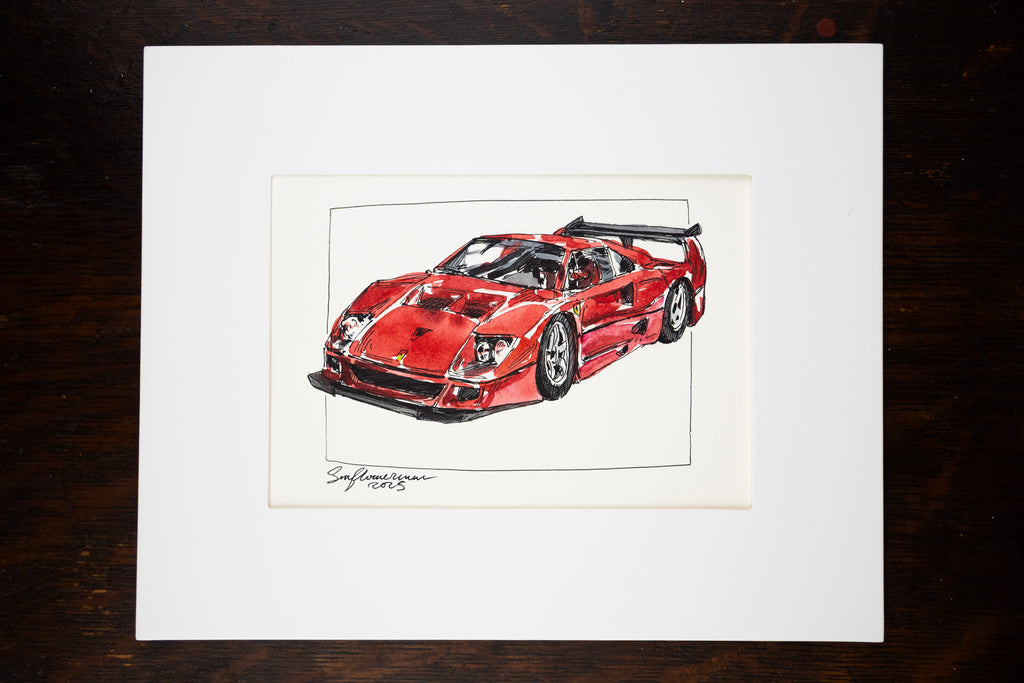 Ferrari F40, 45° Left Red and Black - Original Painting by Sunflowerman