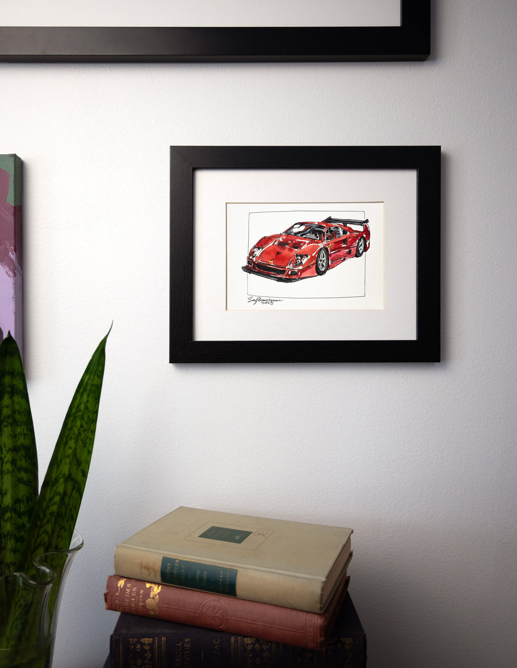 Ferrari F40, 45° Left Red and Black - Original Painting by Sunflowerman