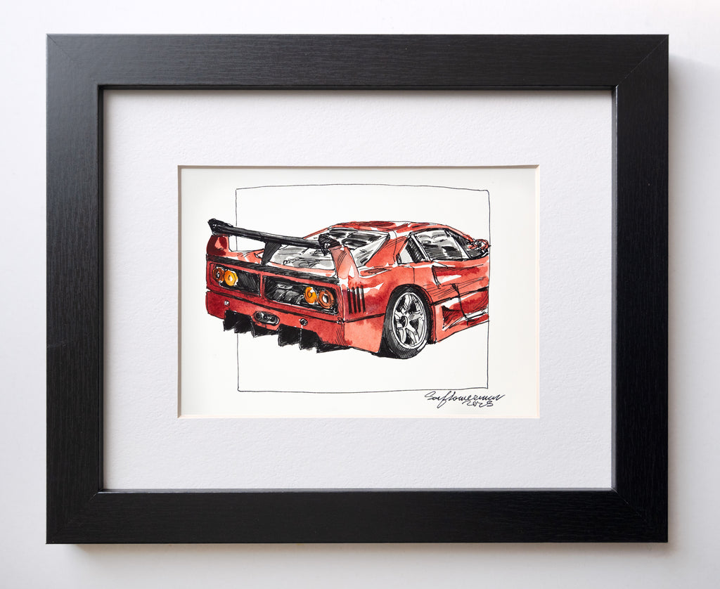 Ferrari F40, 45° Rear - Original Painting by Sunflowerman