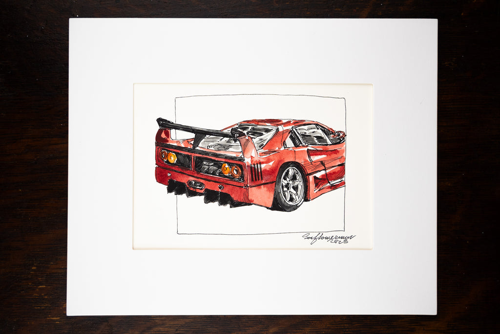 Ferrari F40, 45° Rear - Original Painting by Sunflowerman