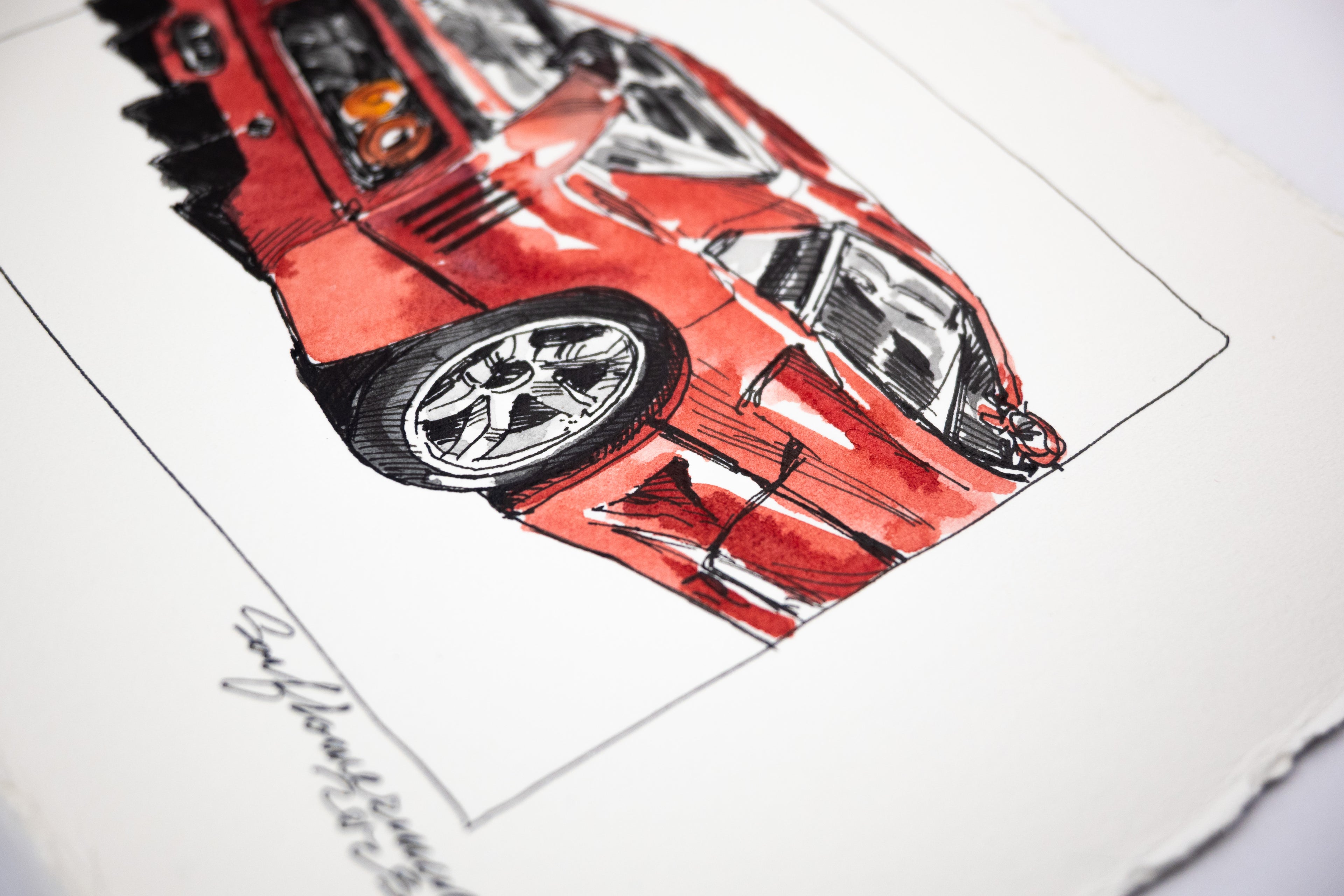 Ferrari F40, 45° Rear - Original Painting by Sunflowerman