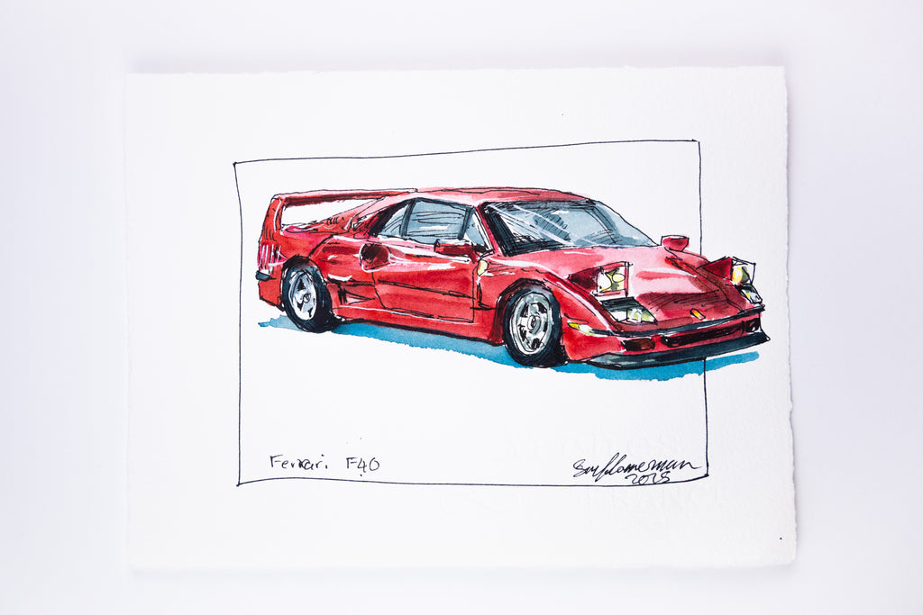 Ferrari F40, 45° Right - Original Painting by Sunflowerman