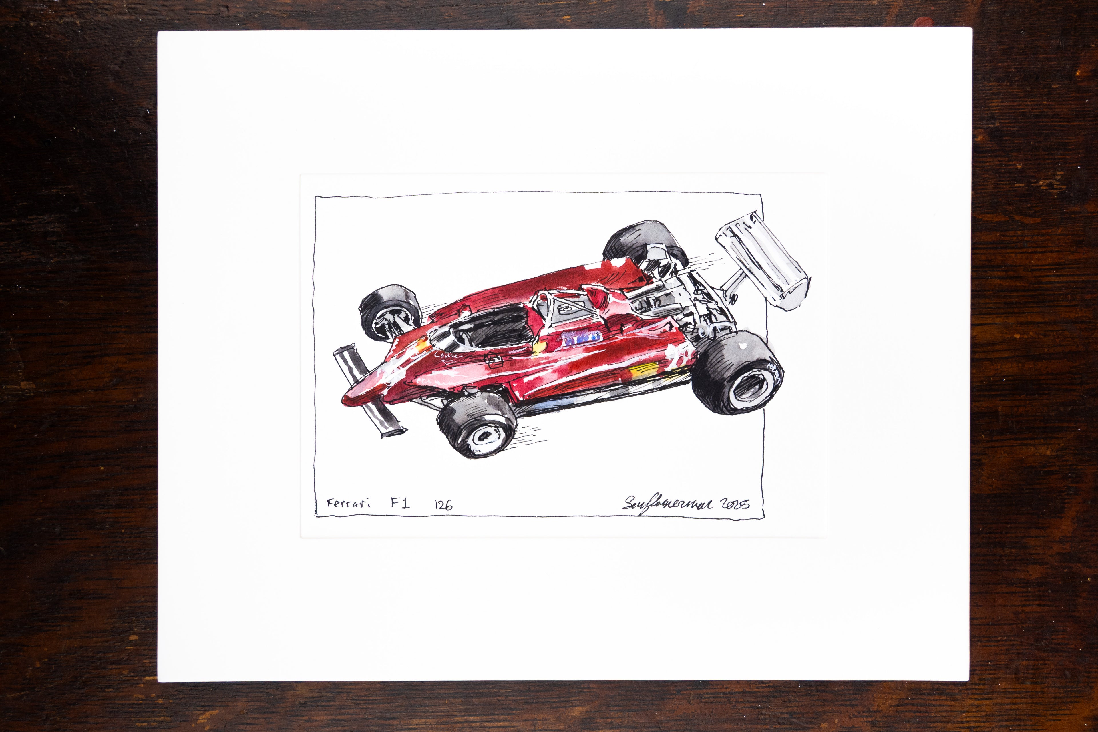 Ferrari F1 126C, 45° Left - Original Painting by Sunflowerman