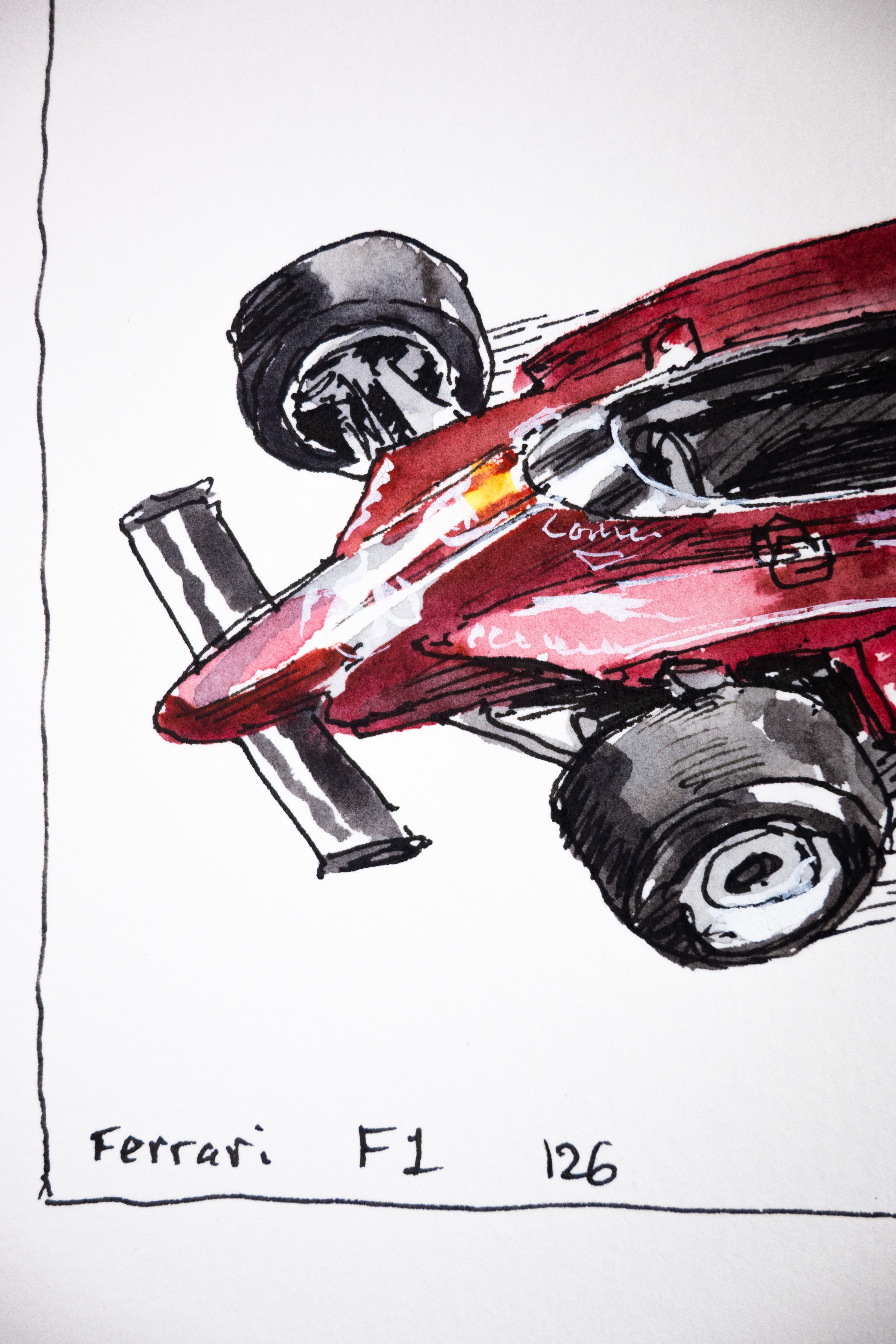 Ferrari F1 126C, 45° Left - Original Painting by Sunflowerman
