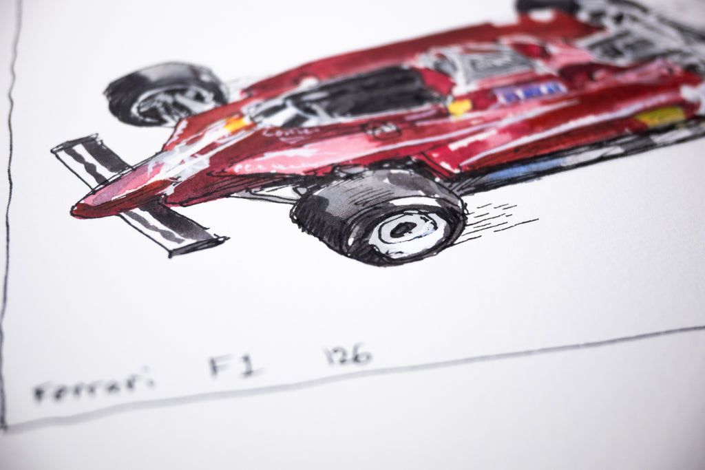 Ferrari F1 126C, 45° Left - Original Painting by Sunflowerman